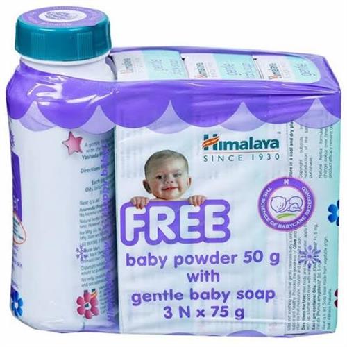 Himalaya baby soap 75 gm 3 pcs free 50 gm powder