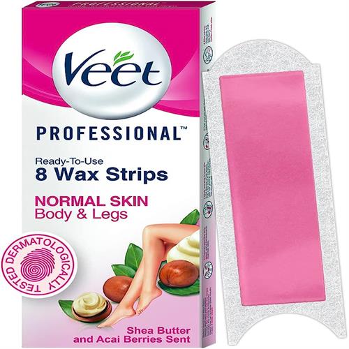 Veet Professional Waxing Strips Kit for Normal Skin, 8 Strips