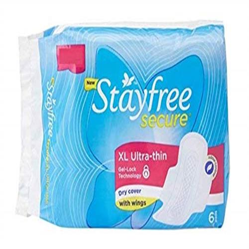 Stayfree Secure XL Ultra Thin Sanitary napkins with Wings 6 Count