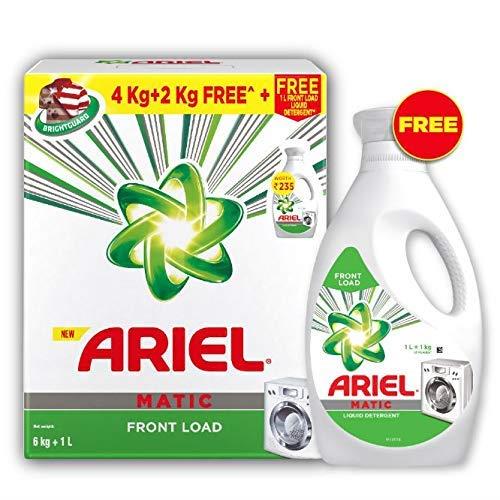 Ariel Matic Front Load Detergent Combo 6 kg Washing Powder with 1 Litre Matic Liquid Free