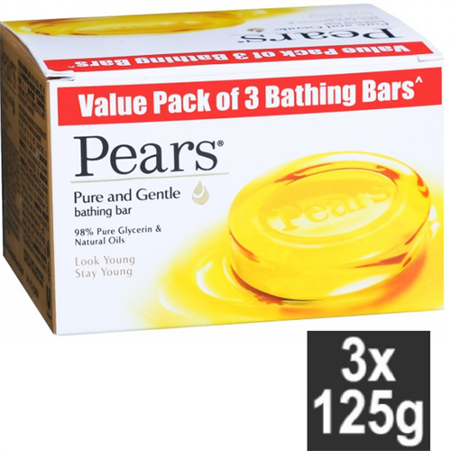 Pears pack of 3 bathing bars 375 gm pure and gentle