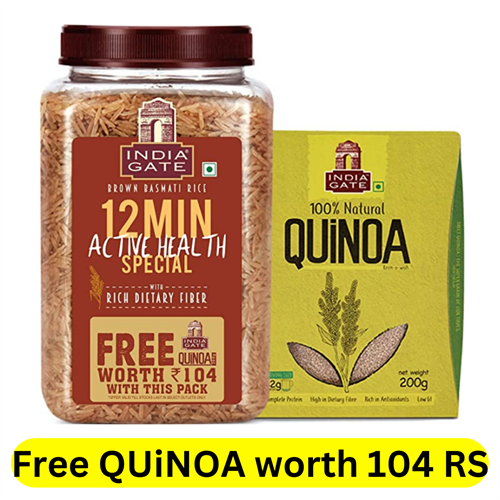 India gate brown basmati rice 1 kg FREE QUiNOA 200 GM