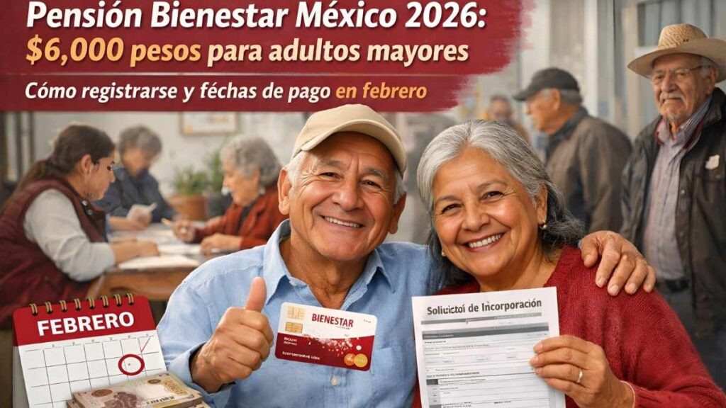 Pensión Bienestar México 2026: $6,000 pesos para adultos mayores, cómo registrarse y fechas de pago en febrero