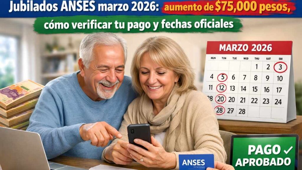 Jubilados ANSES marzo 2026: aumento de $75,000 pesos, cómo verificar tu pago y fechas oficiales