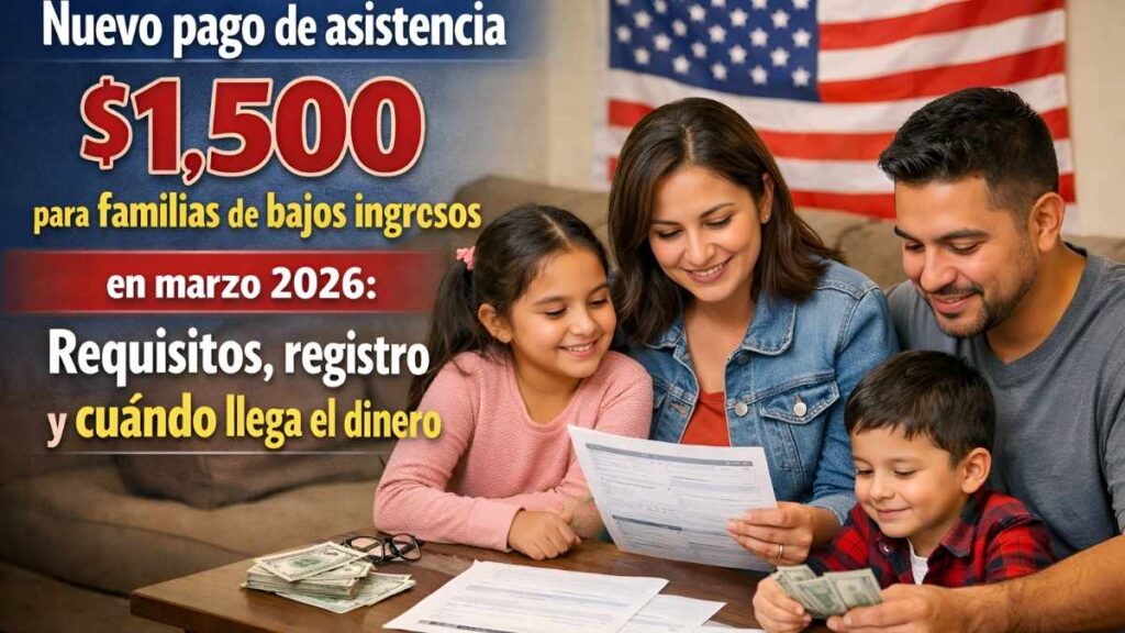 Nuevo pago de asistencia $1,500 para familias de bajos ingresos en marzo 2026: requisitos, registro y cuándo llega el dinero